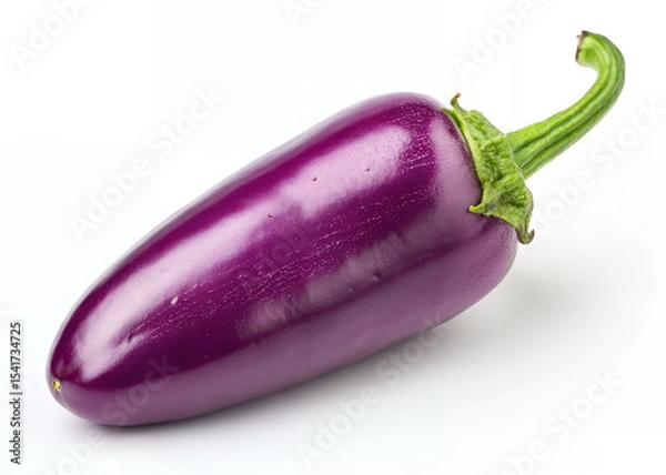 Obraz Vibrant Purple Eggplant: A close-up studio shot captures the glossy, fresh appearance of a single, vibrant eggplant, emphasizing its rich color and natural form.