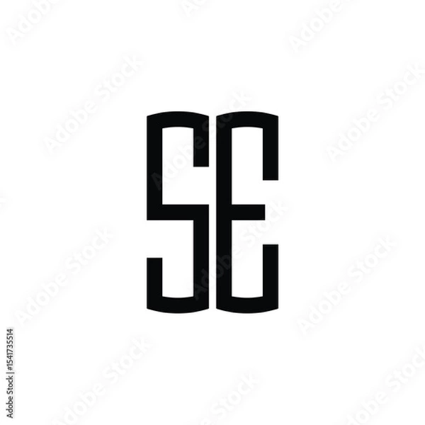 Fototapeta SE monogram logo design letter text name symbol monochrome logotype alphabet character simple logo