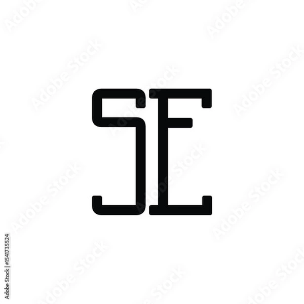 Fototapeta SE monogram logo design letter text name symbol monochrome logotype alphabet character simple logo