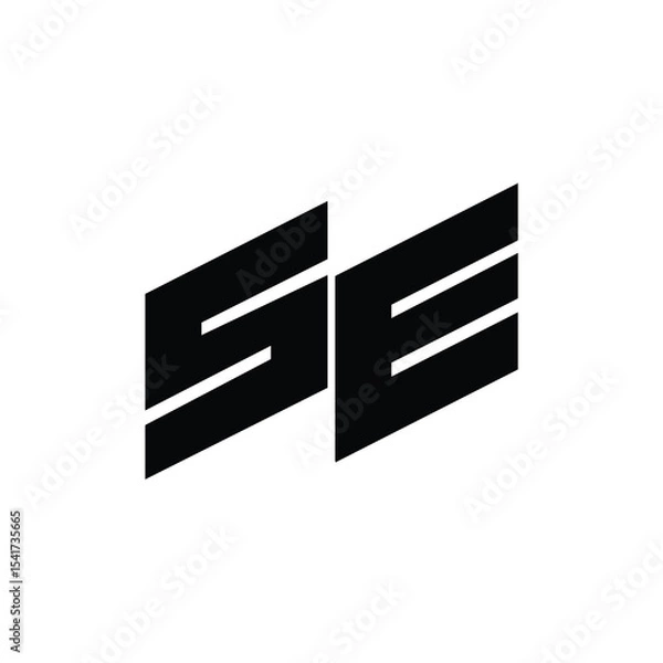 Fototapeta SE monogram logo design letter text name symbol monochrome logotype alphabet character simple logo