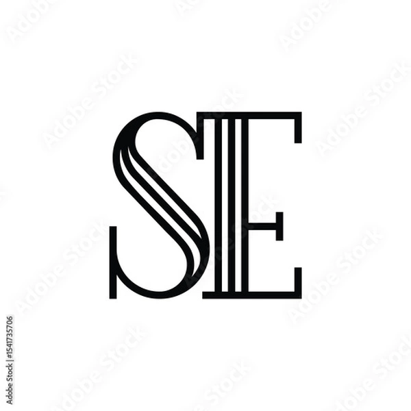 Fototapeta SE monogram logo design letter text name symbol monochrome logotype alphabet character simple logo