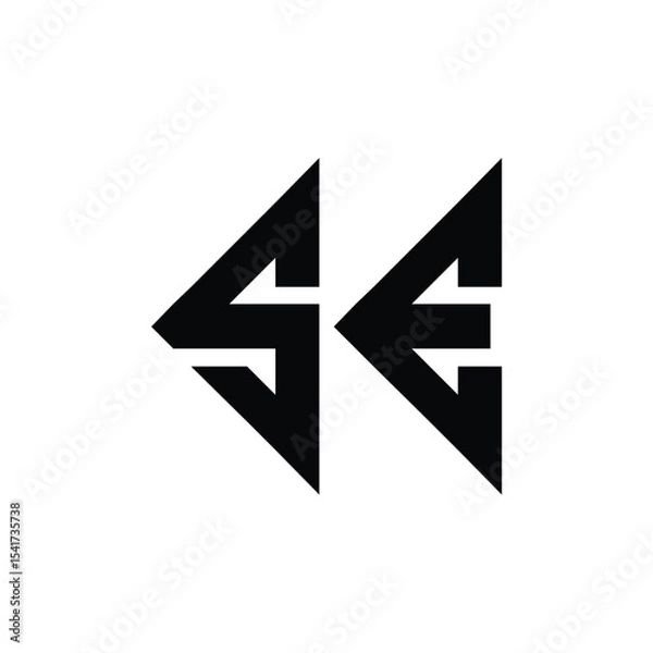 Fototapeta SE monogram logo design letter text name symbol monochrome logotype alphabet character simple logo