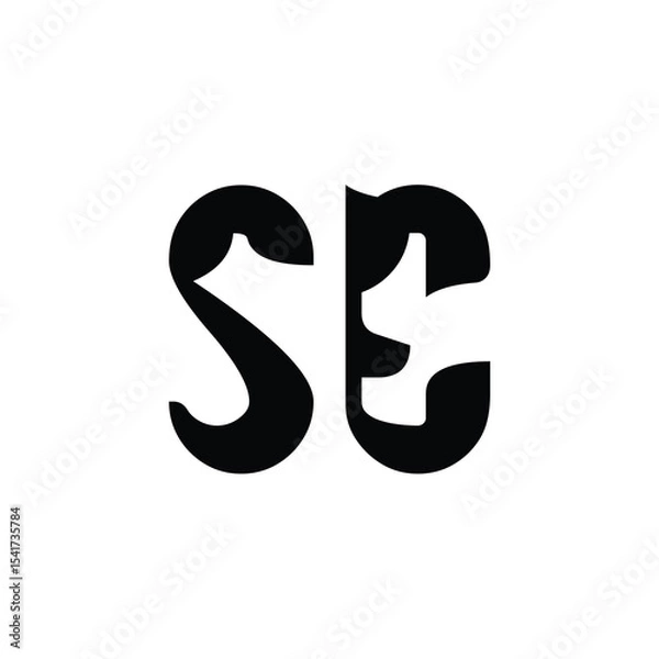 Fototapeta SE monogram logo design letter text name symbol monochrome logotype alphabet character simple logo