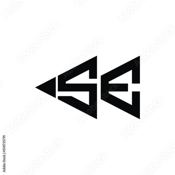 Fototapeta SE monogram logo design letter text name symbol monochrome logotype alphabet character simple logo