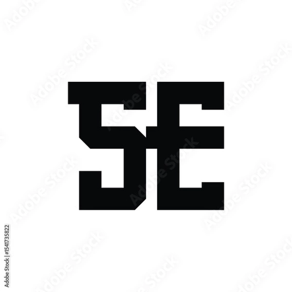 Fototapeta SE monogram logo design letter text name symbol monochrome logotype alphabet character simple logo