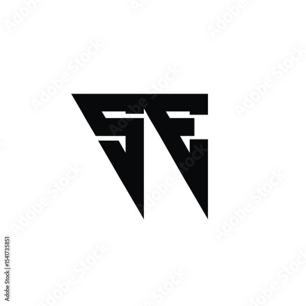 Fototapeta SE monogram logo design letter text name symbol monochrome logotype alphabet character simple logo