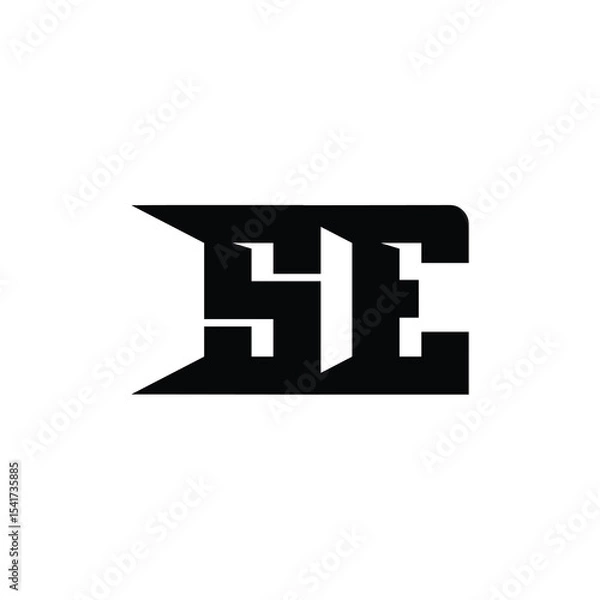 Fototapeta SE monogram logo design letter text name symbol monochrome logotype alphabet character simple logo