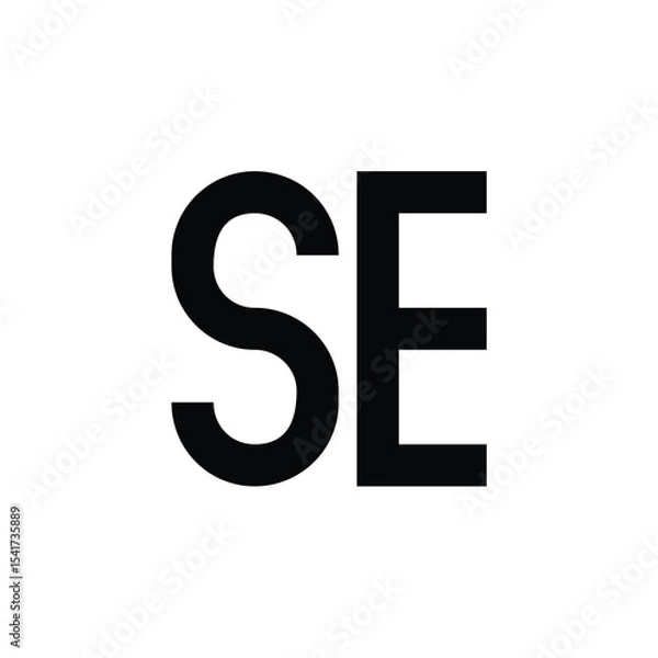 Fototapeta SE monogram logo design letter text name symbol monochrome logotype alphabet character simple logo