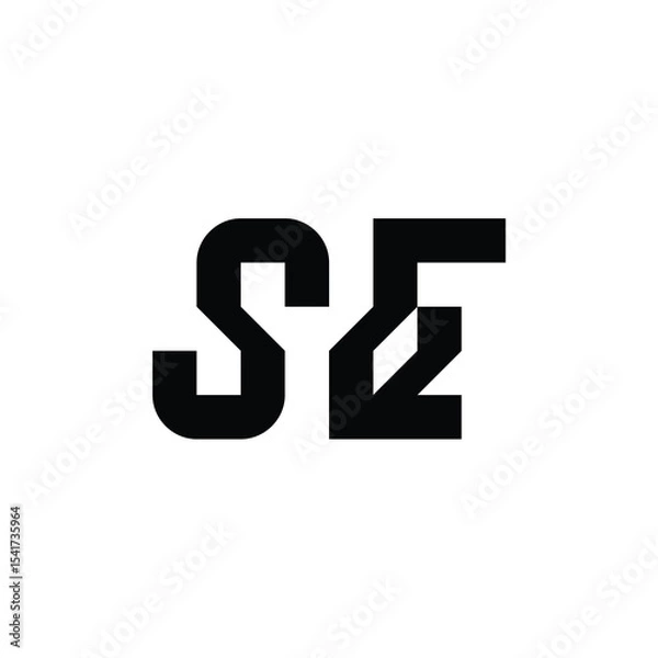 Fototapeta SE monogram logo design letter text name symbol monochrome logotype alphabet character simple logo