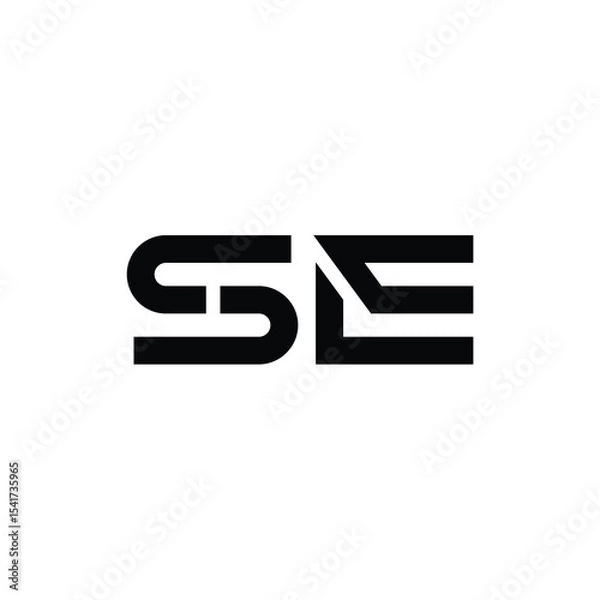 Fototapeta SE monogram logo design letter text name symbol monochrome logotype alphabet character simple logo
