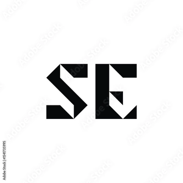 Fototapeta SE monogram logo design letter text name symbol monochrome logotype alphabet character simple logo