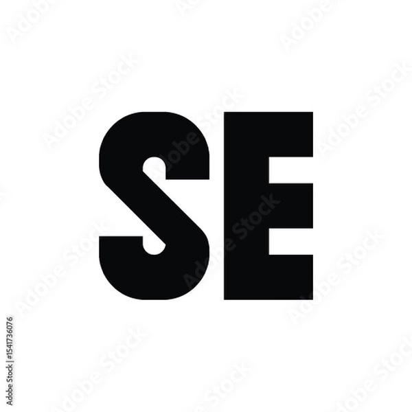 Fototapeta SE monogram logo design letter text name symbol monochrome logotype alphabet character simple logo