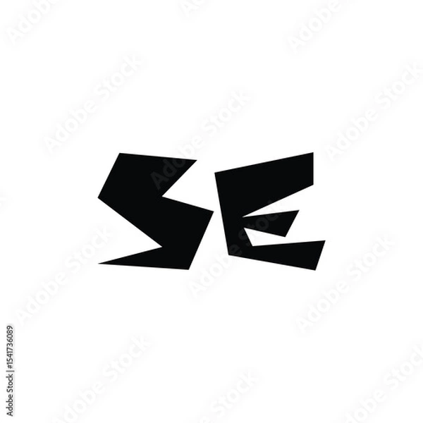 Fototapeta SE monogram logo design letter text name symbol monochrome logotype alphabet character simple logo