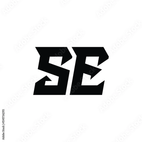 Fototapeta SE monogram logo design letter text name symbol monochrome logotype alphabet character simple logo