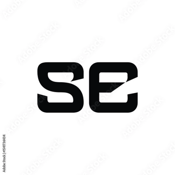 Fototapeta SE monogram logo design letter text name symbol monochrome logotype alphabet character simple logo