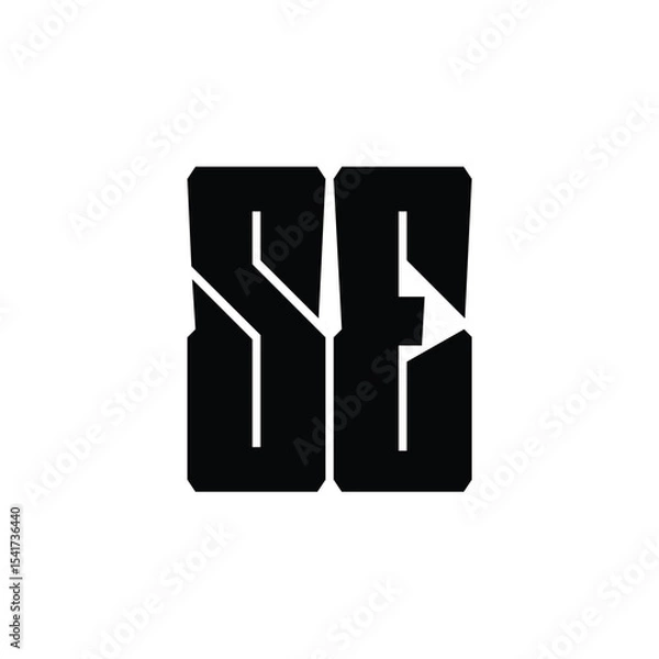 Fototapeta SE monogram logo design letter text name symbol monochrome logotype alphabet character simple logo