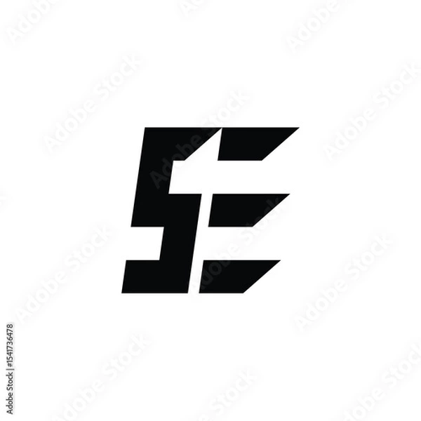 Fototapeta SE monogram logo design letter text name symbol monochrome logotype alphabet character simple logo