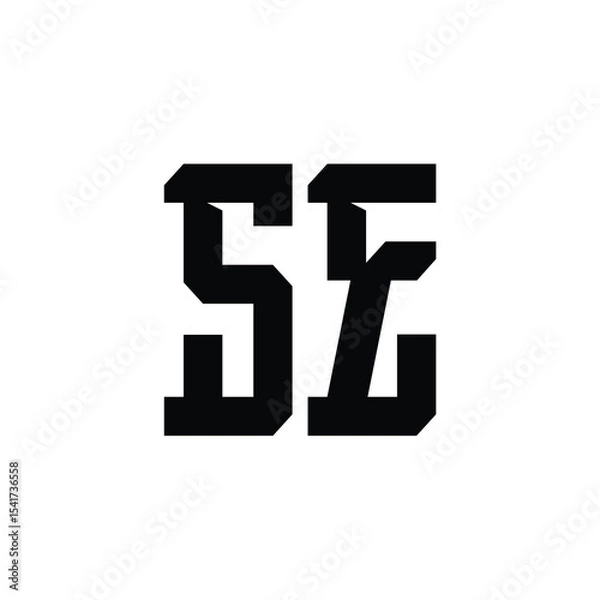 Fototapeta SE monogram logo design letter text name symbol monochrome logotype alphabet character simple logo