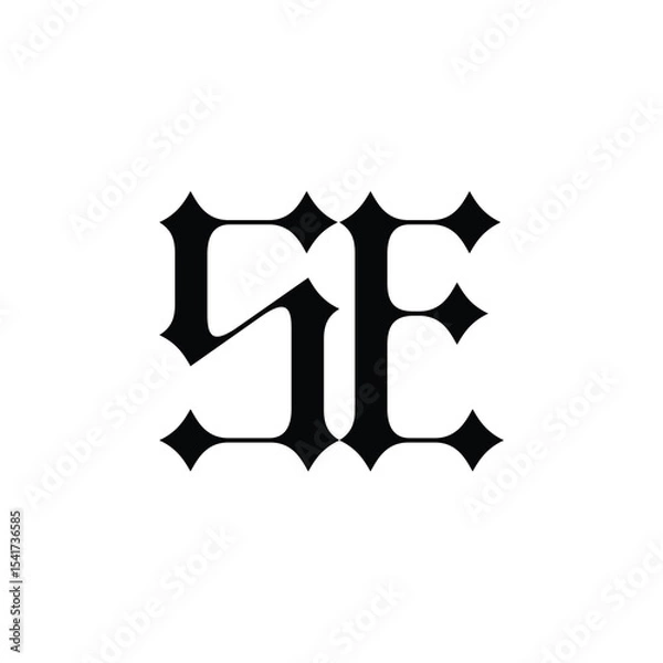 Fototapeta SE monogram logo design letter text name symbol monochrome logotype alphabet character simple logo