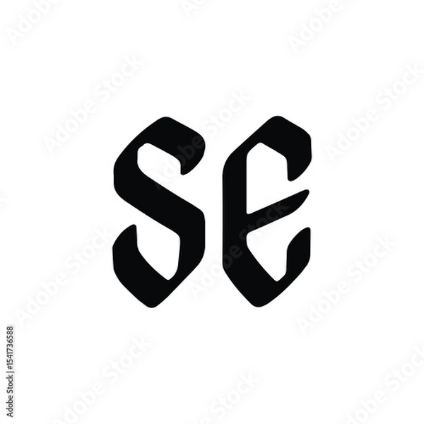 Fototapeta SE monogram logo design letter text name symbol monochrome logotype alphabet character simple logo