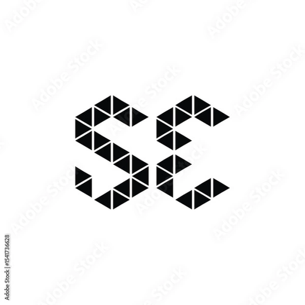 Fototapeta SE monogram logo design letter text name symbol monochrome logotype alphabet character simple logo