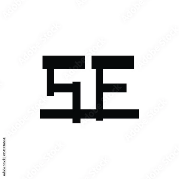 Fototapeta SE monogram logo design letter text name symbol monochrome logotype alphabet character simple logo