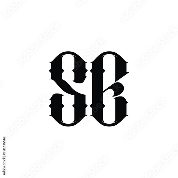 Fototapeta SE monogram logo design letter text name symbol monochrome logotype alphabet character simple logo