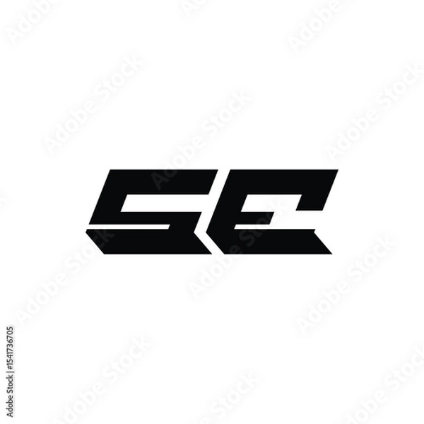 Fototapeta SE monogram logo design letter text name symbol monochrome logotype alphabet character simple logo