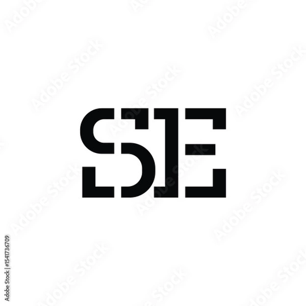 Fototapeta SE monogram logo design letter text name symbol monochrome logotype alphabet character simple logo