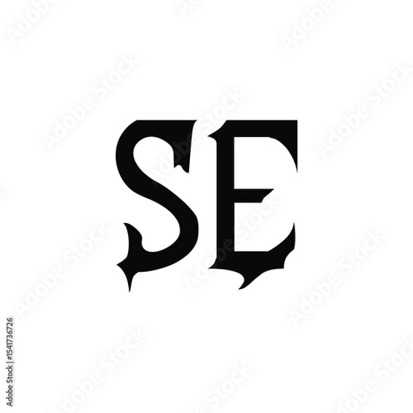 Fototapeta SE monogram logo design letter text name symbol monochrome logotype alphabet character simple logo