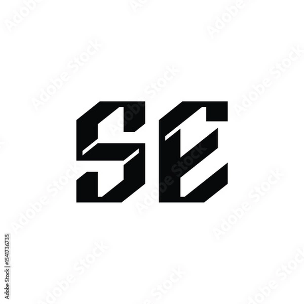 Fototapeta SE monogram logo design letter text name symbol monochrome logotype alphabet character simple logo