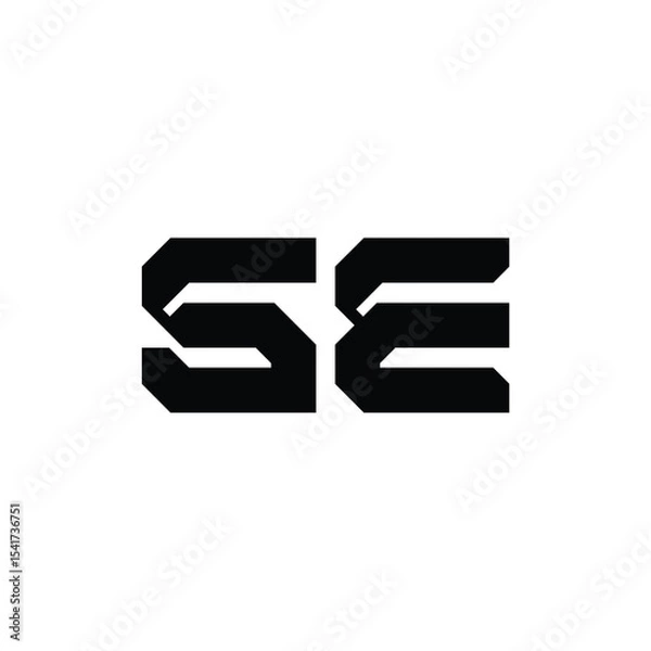 Fototapeta SE monogram logo design letter text name symbol monochrome logotype alphabet character simple logo