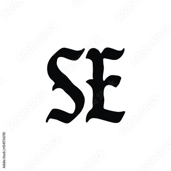 Fototapeta SE monogram logo design letter text name symbol monochrome logotype alphabet character simple logo