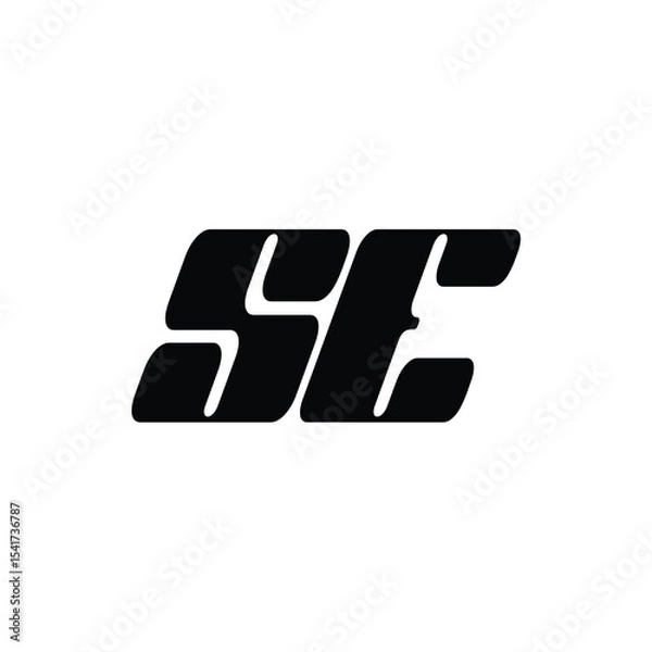 Fototapeta SE monogram logo design letter text name symbol monochrome logotype alphabet character simple logo