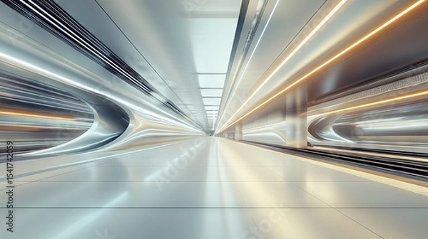 Fototapeta 3d render Futuristic Corridor: Architectural Visualization of a Modern Space AI generative