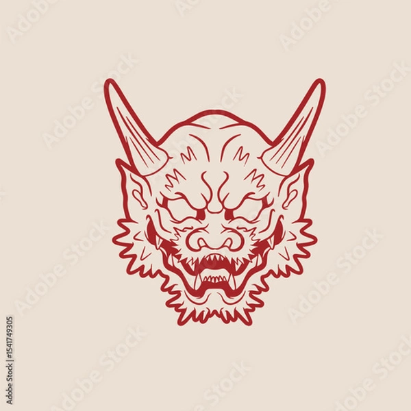Obraz Japanese Demon Oni Mask Logo Design vector illustration	
