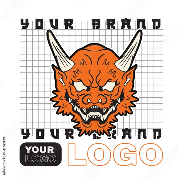 Obraz Japanese Demon Oni Mask Logo Design vector illustration	
