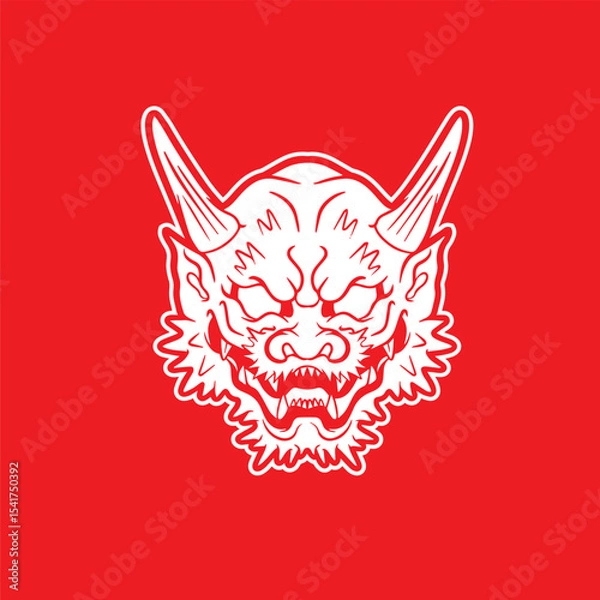 Obraz Japanese Demon Oni Mask Logo Design vector illustration	
