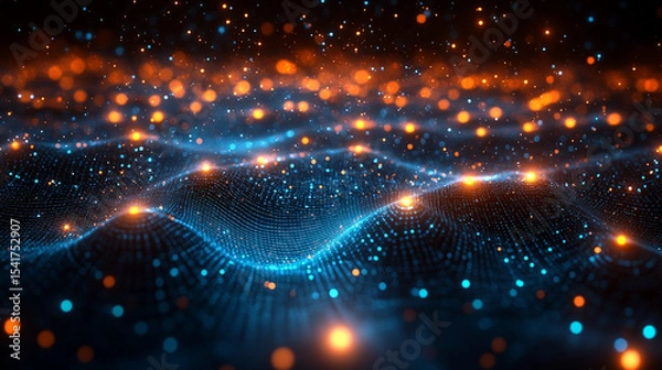 Obraz Abstract digital wave pattern of glowing particles