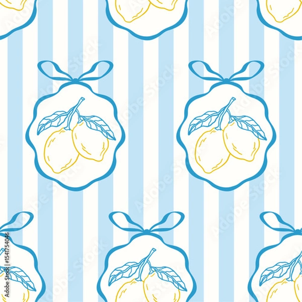 Obraz Seamless vintage framed lemon pattern.