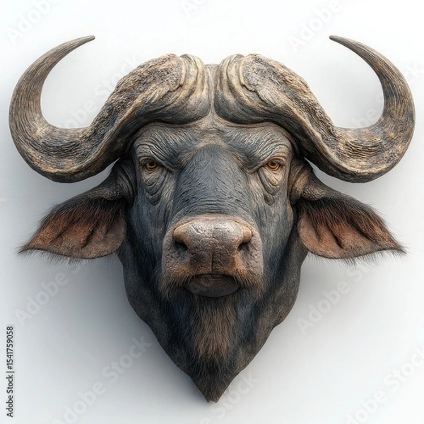 Obraz Realistic Buffalo Head Wall Mount: Nature-Inspired Wildlife Art for Rustic Interiors