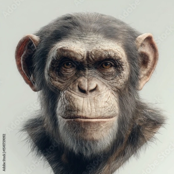Obraz Realistic Ape Portrait: Thoughtful Expression with Stunning Detailed Fur and Eyes