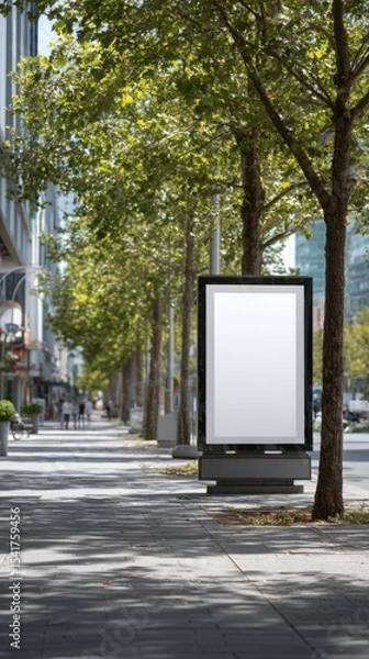 Obraz Empty Billboard for Outdoor Advertisement on Scenic Pathway in Tranquil Cityscape