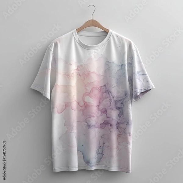 Obraz Unique T-Shirt with Multicolored Fluid Design: Contemporary Wearable Art Fashion
