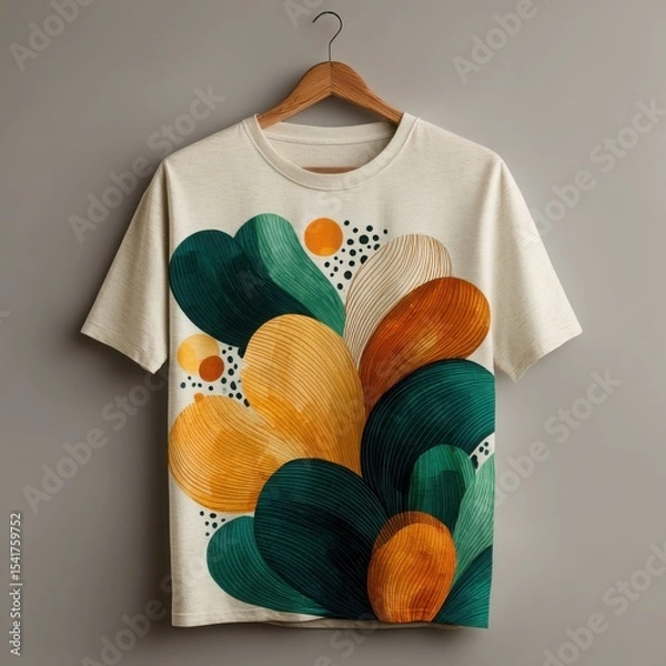 Obraz Abstract Art T-Shirt with Vibrant Hues and Colorful Patterns for Modern Wardrobe