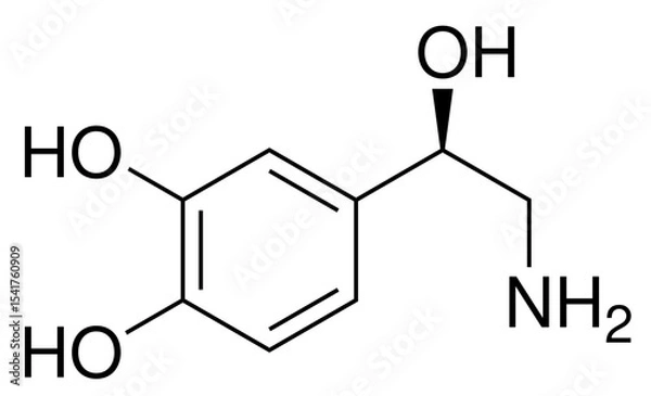 Fototapeta Noradrenalin Neurotransmitter Chemie Strukturformel Vektor