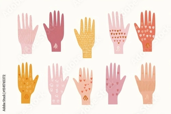 Fototapeta Interconnected Hands Creating a Vibrant Pattern Design Celebrating Unity and Creativity in Art