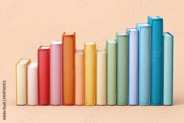 Obraz Rising Bar Chart Illustration Created Using Colorful Books and Tools to Represent Growth and Learning in Education or Knowledge