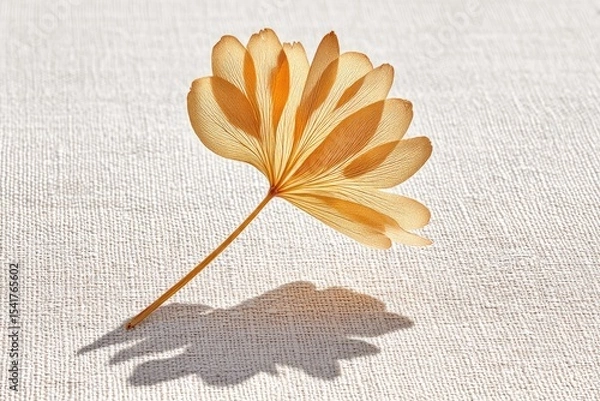 Obraz Single Petal Crown Casting a Delicate Shadow on Natural Linen Fabric in Soft Natural Light