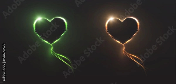 Obraz Colorful shining hearts with soft glow and shimmer. Element for love themes, cards, interfaces and light compositions.